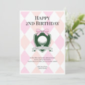 Pink Two Sweet Girls Golf Happy 2nd Birthday Karte (Stehend Vorderseite)