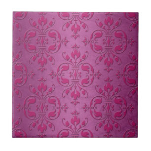 Pink Two Tone Damask Muster Fliese