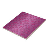 Pink Two Tone Damask Muster Fliese (Seite)
