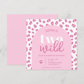 Pink Two Wild Girl Second Birthday Invitation Einladung