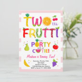 Pink Twotti Frutti Girls 2. Geburtstag Einladung (Stehend Vorderseite)