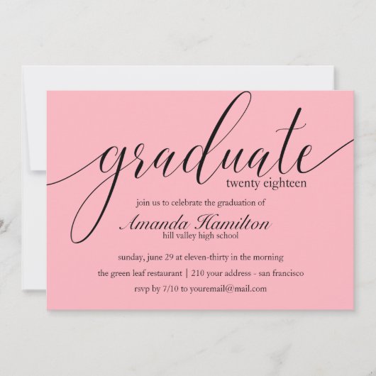 Pink-Typografie-Abschluss Einladung (Vorderseite)