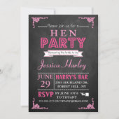 Pink Typografy Chalkboard Hen Party Einladung (Vorderseite)