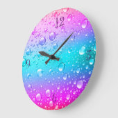 Pink-u. Aqua-blaue Steigungs-Wasser-Tröpfchen Große Wanduhr (Winkel)