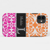 Pink-u. Orangen-Damast-Monogramm iPhone 5 Case-Mate iPhone Hülle (Rückseite (Horizontal))