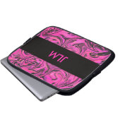 Pink-u. Schwarz-flüssiger Strudel Laptopschutzhülle (Vorne Knopf)