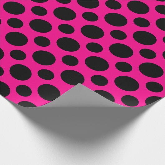 Pink-u. Schwarz-Tupfen Geschenkpapier (Ecke)