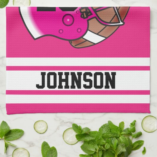 Pink-u. Weiß-Streifen-Fußball Jersey Geschirrtuch (Gefaltet)