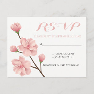 PINK UAWG FLORAL CHERRY BLOSSOMS WEDDBLUMEN EINLADUNGSPOSTKARTE