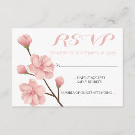 PINK UAWG FLORAL CHERRY BLOSSOMS WEDDBLUMEN RSVP KARTE