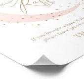 Pink über dem Mond Babydusche Windelwindelschild Poster (Ecke)