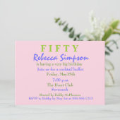 Pink Überraschung 50. Geburtstag Einladung (Stehend Vorderseite)