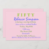 Pink Überraschung 50. Geburtstag Einladung (Vorne/Hinten)