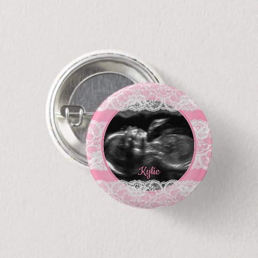 Pink Ultrasound Babydusche Button (Vorne & Hinten)