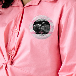 Pink Ultrasound Babydusche Button
