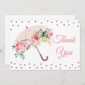 Pink Umbrella Baby Dusche Danke Karte (Vorne/Hinten)