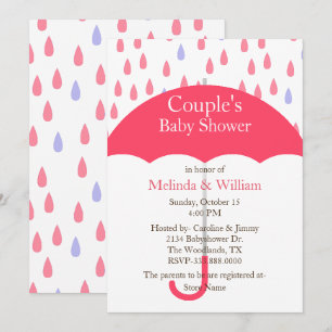 Pink Umbrella Baby Dusche Einladung