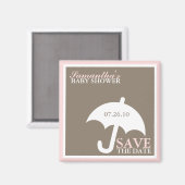 Pink Umbrella Baby Dusche Magnet (Vorderseite/Rückseite)