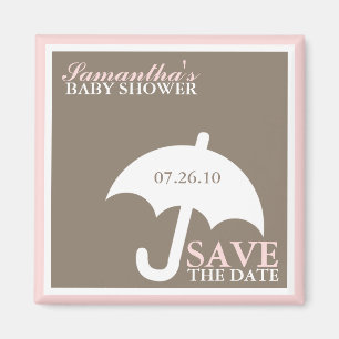 Pink Umbrella Baby Dusche Magnet