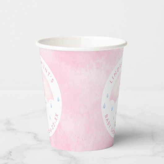 Pink Umbrella Baby Dusche Pappbecher (Links)
