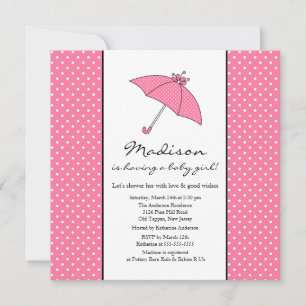 Pink Umbrella Baby Girl Babydusche Einladung