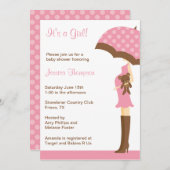 Pink Umbrella Baby Shower Einladungen (Vorne/Hinten)