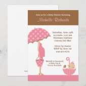 Pink Umbrella Babydusche Einladung (Vorne/Hinten)
