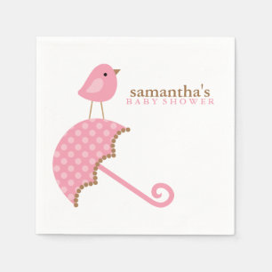 Pink Umbrella Bird Baby Dusche Serviette
