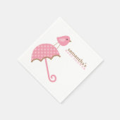 Pink Umbrella Bird Baby Dusche Serviette (Ecke)