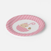 Pink Umbrella Girl Babydusche Pappteller (Schrägansicht)