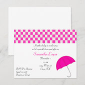 Pink Umbrella Sprinkle Babydusche Einladung (Vorne/Hinten)