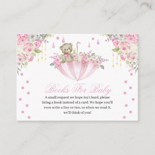 Pink Umbrella Teddy Bear Bücher für die Babyumschl Begleitkarte (Vorderseite)