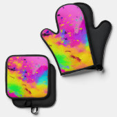 Pink und Abstrakter Putz Ofenhandschuh & Topflappen-Set (Vorderseite/Rückseite)