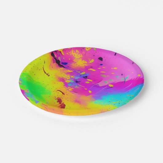 Pink und Abstrakter Putz Pappteller (Schrägansicht)