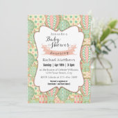 Pink und Aqua Blue Hot Air Balloons Babydusche Einladung (Stehend Vorderseite)