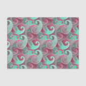 Pink und Aqua Paisley Damask Muster Seidenpapier (Vorderseite)