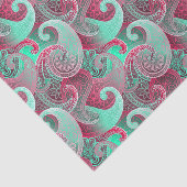 Pink und Aqua Paisley Damask Muster Seidenpapier (Ausschnitt)