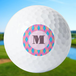 Pink und Aqua preppy Raute kundenspezifische Monog Golfball