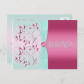 Pink und Aqua R.S.V.P. Postkarte (Vorne/Hinten)