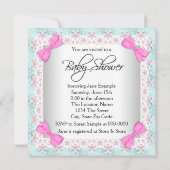 Pink und Aquamarin Blue Baby Girl Dusche Einladung (Rückseite)