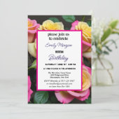 Pink und Beige Aquarellfarben Floral 90. Geburtsta Einladung (Stehend Vorderseite)