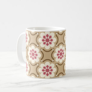 Pink und Beige Blume Kaffeetasse