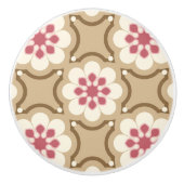 Pink und Beige Blume Keramikknauf (Vorderseite)