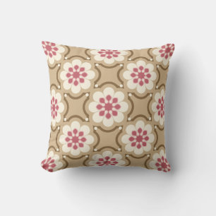 Pink und Beige Blume Kissen