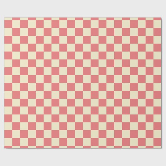 Pink und Beige Checkerboard Geschenkpapier (Flach)