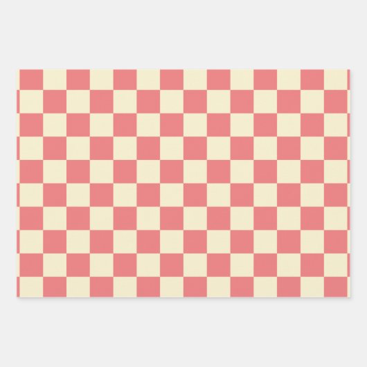 Pink und Beige Checkerboard Geschenkpapier Set (Vorderseite 2)