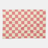 Pink und Beige Checkerboard Geschirrtuch (Horizontal)
