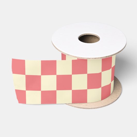 Pink und Beige Checkerboard Satinband (Spule)