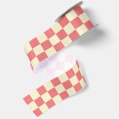 Pink und Beige Checkerboard Satinband (Rückseite)
