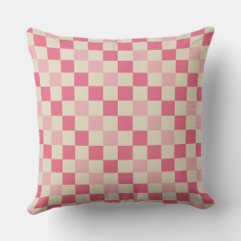 Pink und Beige Gingham Karo Pattern Kissen